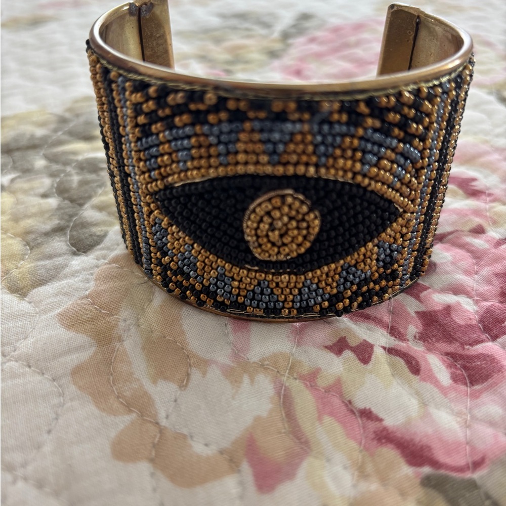 Beaded Eye Design Cuff Bracelet